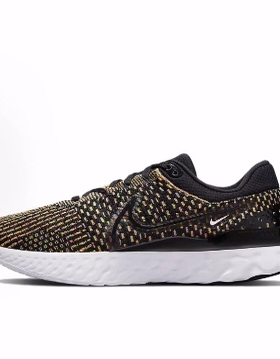 Nike React Infinity Run Flyknit 3 舒适低帮跑步鞋 男款 黄黑色