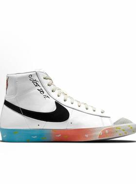 Nike Blazer just do it 合成革 中帮 板鞋 男款 红蓝DJ4278-101