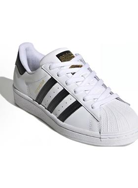 adidas originals 贝壳头低帮 儿童板鞋 白黑 青少年FU7712