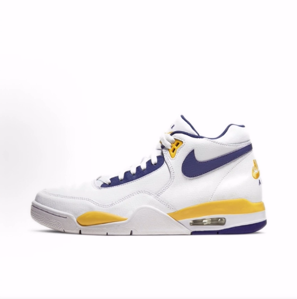 Nike Flight Legacy 经典复古风格皮革中帮篮球鞋男款白蓝黄湖人