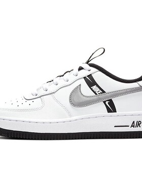 Nike 儿童板鞋 黑色 低帮 Air Force 1 LV8 合成革 防滑耐磨 GS