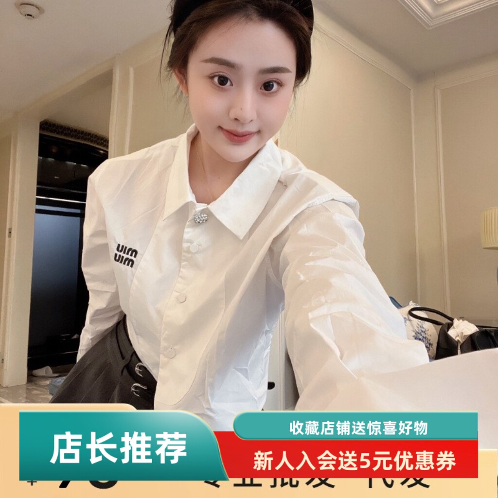 小众纯色御姐范水钻扣衬衫韩版设计感24新款女潮牌上衣