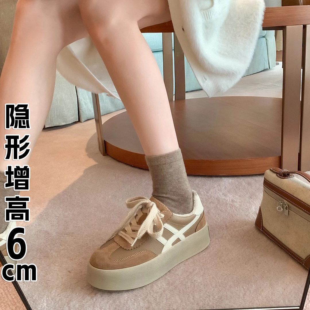 跟高4CM复古板鞋女运动休闲阿甘