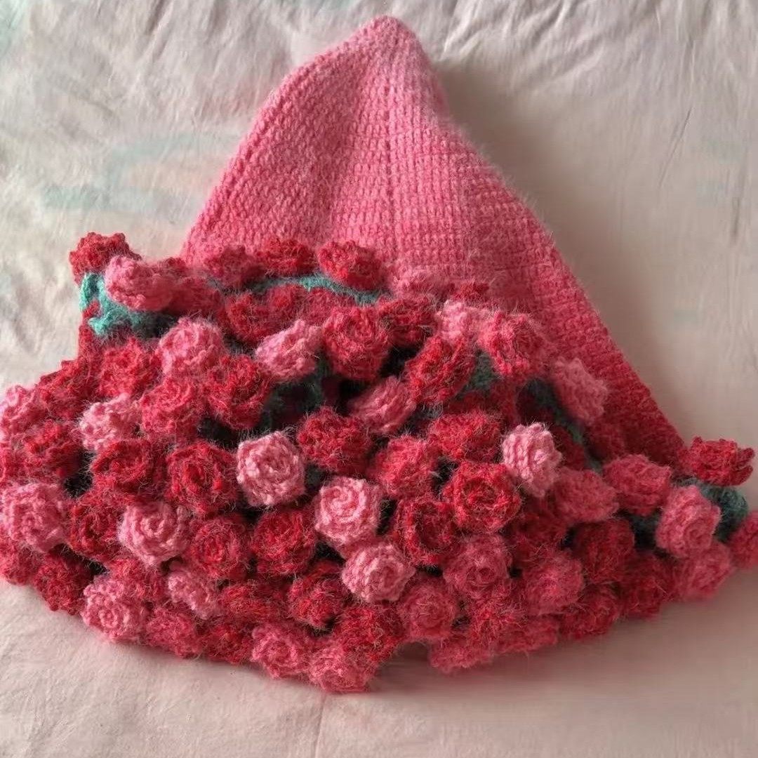 手工编织DIY中国红渐变玫瑰花束材料包长绒毛线团花束毯子,服饰配件/皮带/帽子/围巾,毛线,淘宝优惠券,粉丝福利购,淘宝优惠卷
