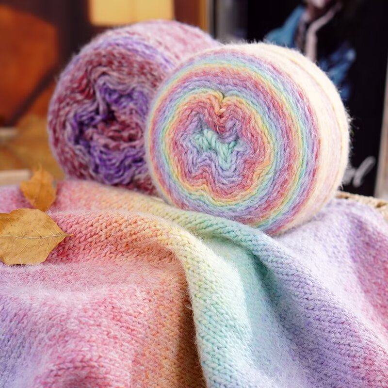 轻岚彩同款七彩渐变长绒毛线手工编织diy毛衣手染长段染彩虹线,服饰配件/皮带/帽子/围巾,毛线,淘宝优惠券,粉丝福利购,淘宝优惠卷