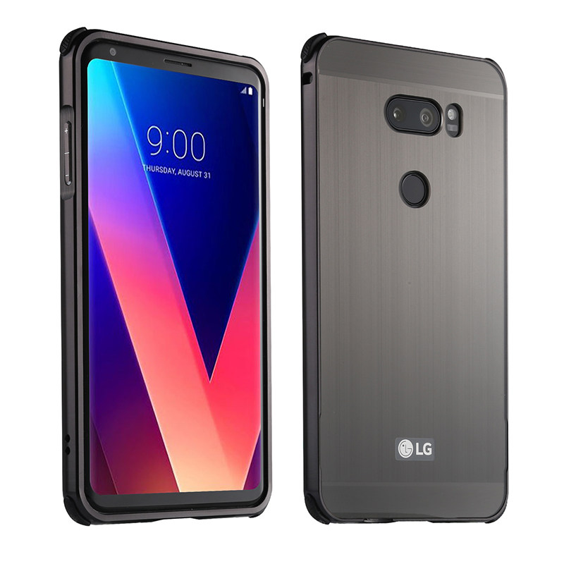 lg v30电镀金属边框拉丝纹手机壳 h932全包防摔保护套情侣壳硬壳