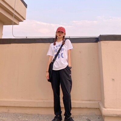 美版Champion冠军春秋薄款卫裤宽松运动绵男女休闲收脚长裤P7308