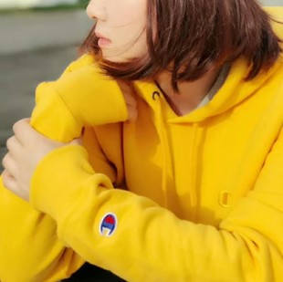 美版现货Champion刺绣春秋薄绒套头连帽衫男女情侣款卫衣