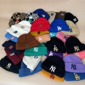 韩国MLB新款 经典 冷帽NY洋基队LA道奇队男女多色保暖针织帽毛线帽