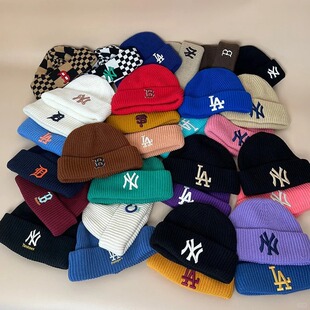 韩国MLB新款经典冷帽NY洋基队LA道奇队男女多色保暖针织帽毛线帽