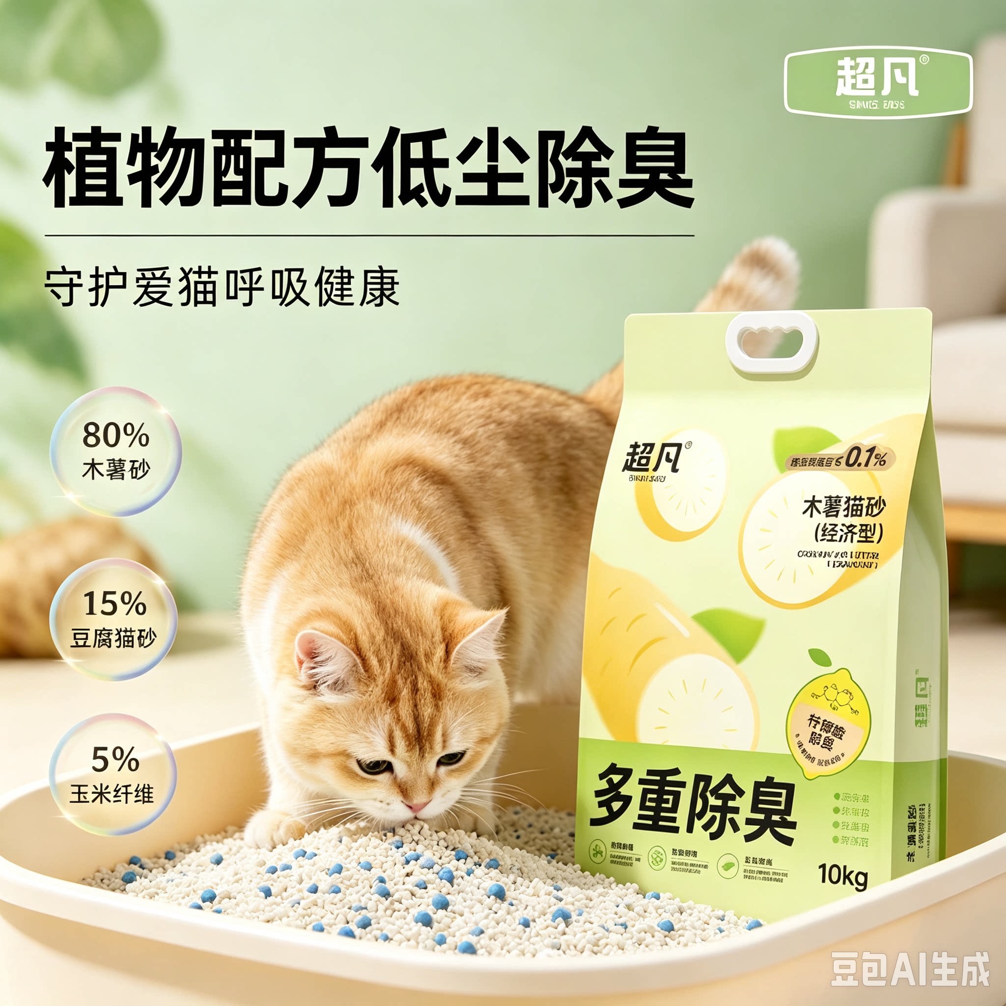 超凡植物木薯猫砂多重去味除臭