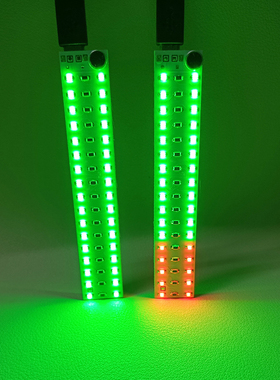 5V供电迷你USB安卓接口音乐音频节奏2*17红绿色LED频谱声控灯34灯