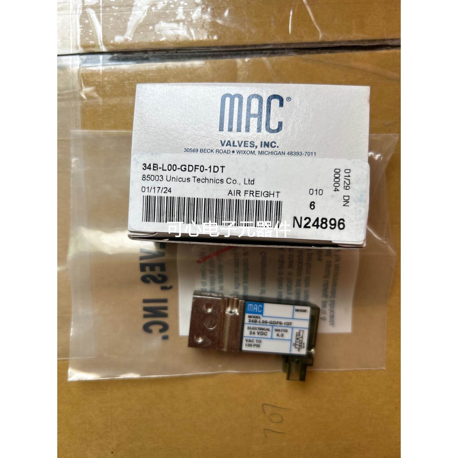 MAC电磁阀34B-L00-GDF0-1DT 2024正品原装进口
