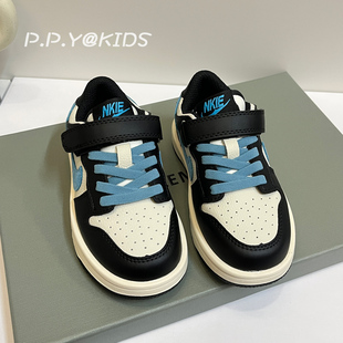 25新品魔术贴儿童潮牌板鞋男童低帮鞋子女童运动鞋大童休闲跑步鞋