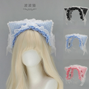 千禧风y2k波点猫耳发带原宿风复古猫娘发饰亚文化多巴胺猫耳头饰