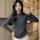 长袖 大码 t恤上衣 秋冬新款 叠穿内搭修身 女装 半高领秋冬加绒打底衫
