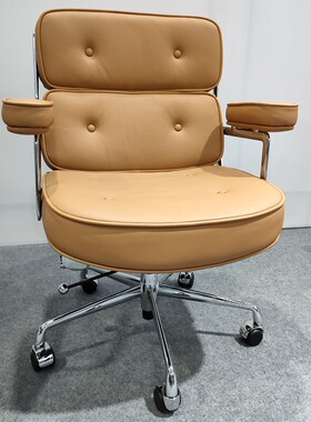 现代伊姆斯轻奢真皮软包转椅书房办公电脑椅eames lobby chair