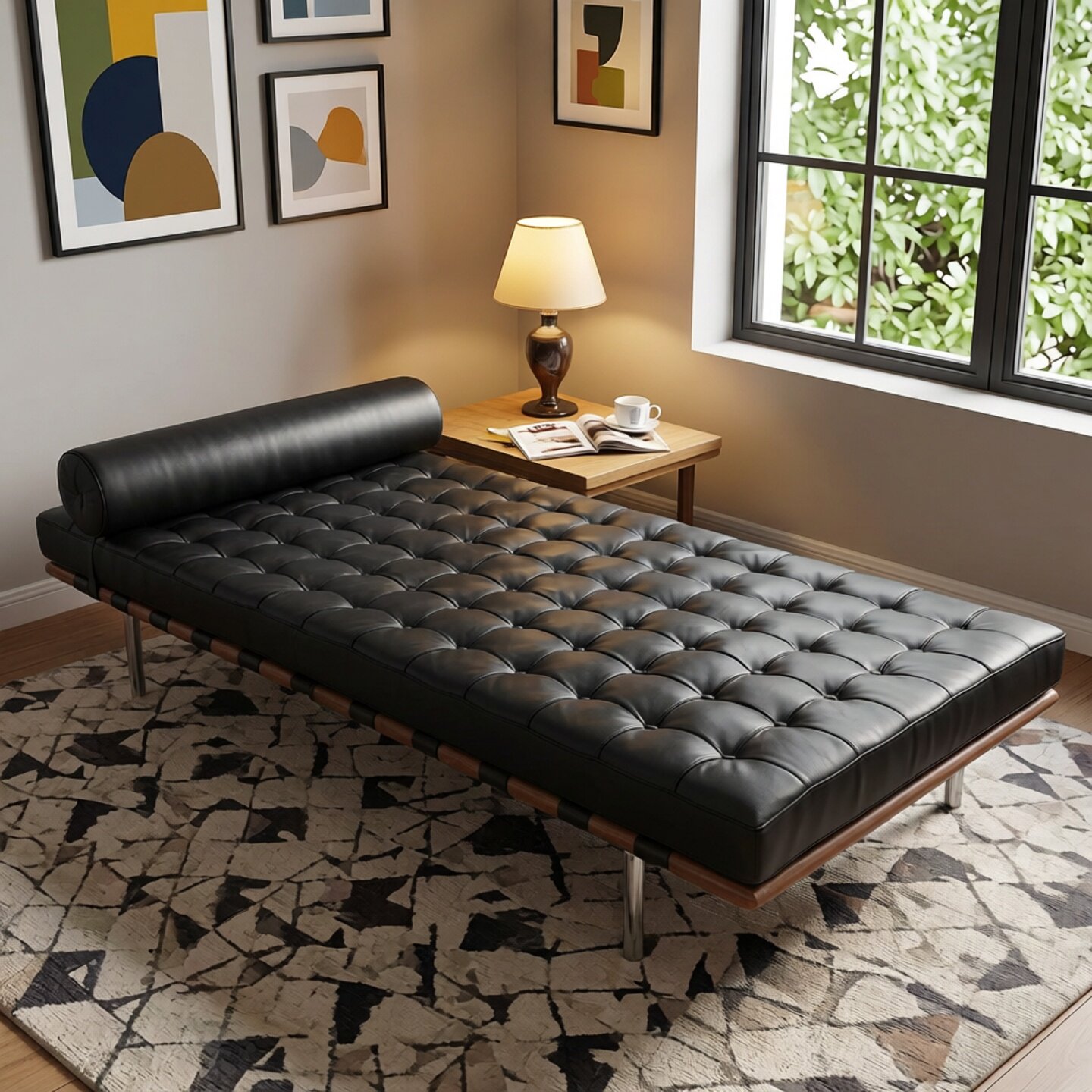 巴塞罗那午休床皮艺不锈钢沙发床设计师日间躺椅barcelona daybed