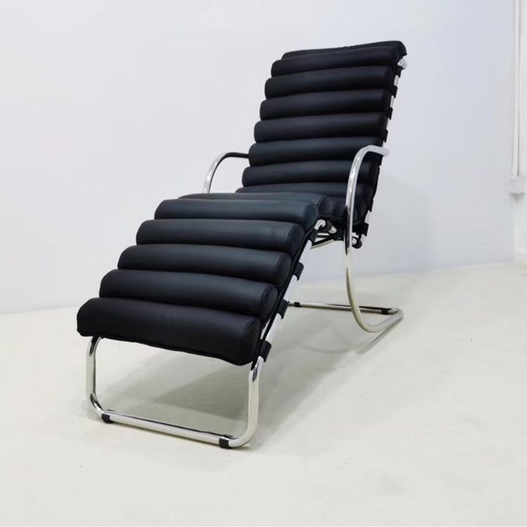 不锈钢真皮软包躺椅休闲沙发椅