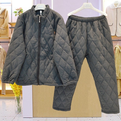 妮可雅睡衣冬季男士纯棉梭织磨毛三层加厚夹棉时尚保暖家居服棉袄