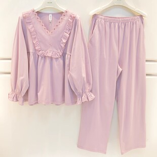长袖 安之伴睡衣2025秋季 甜美时尚 新品 公主风家居服 女纯棉针织韩版