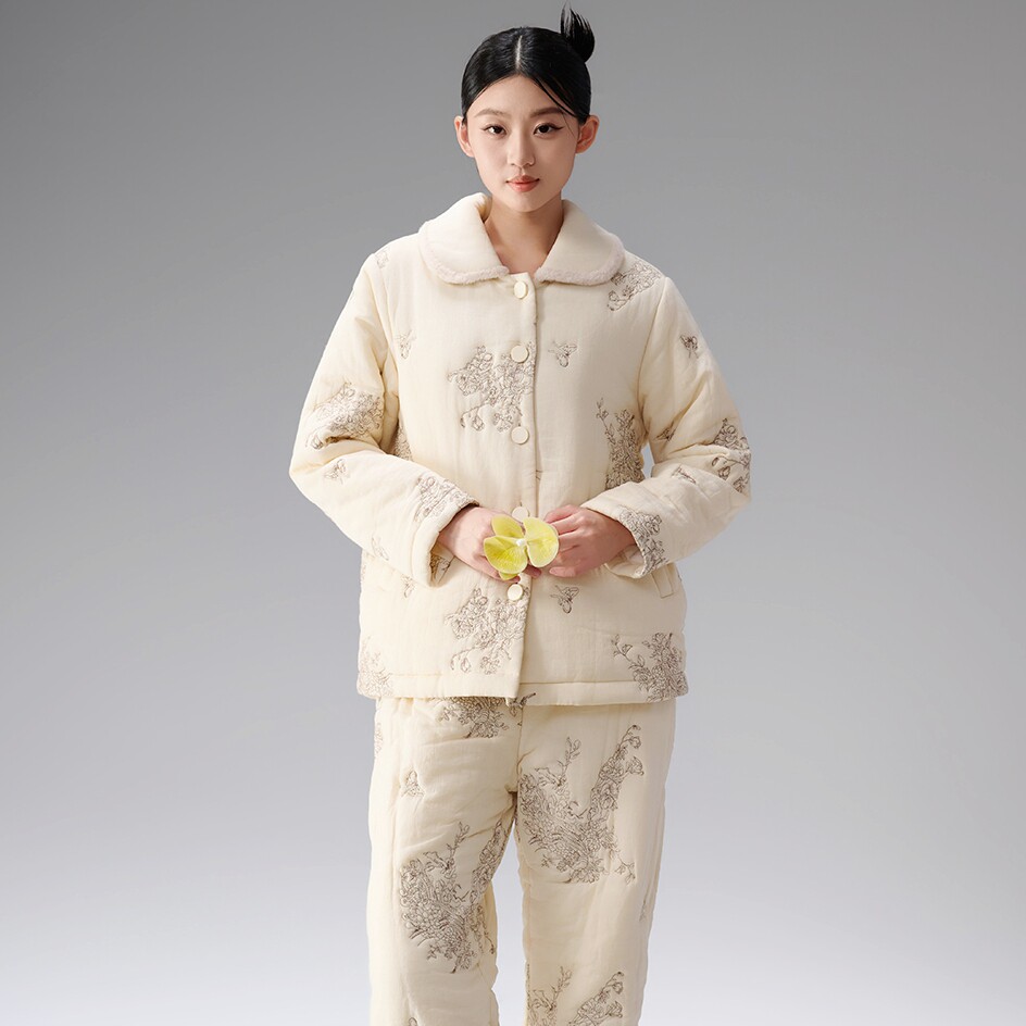 安之伴冬季女夹棉保暖家居服