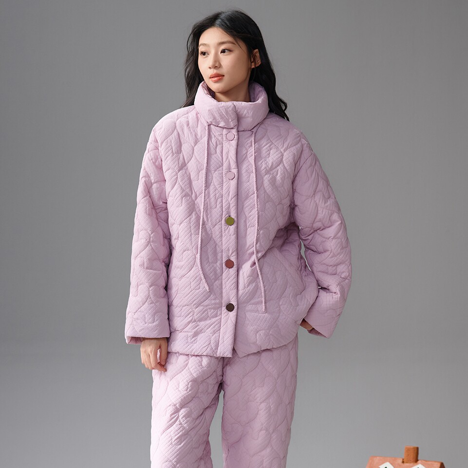 安之伴冬季女夹棉保暖睡衣套装