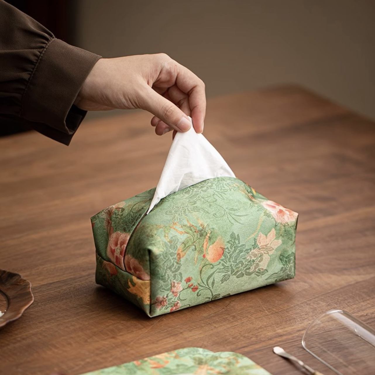 新中式国风布艺茶空间创意抽纸盒