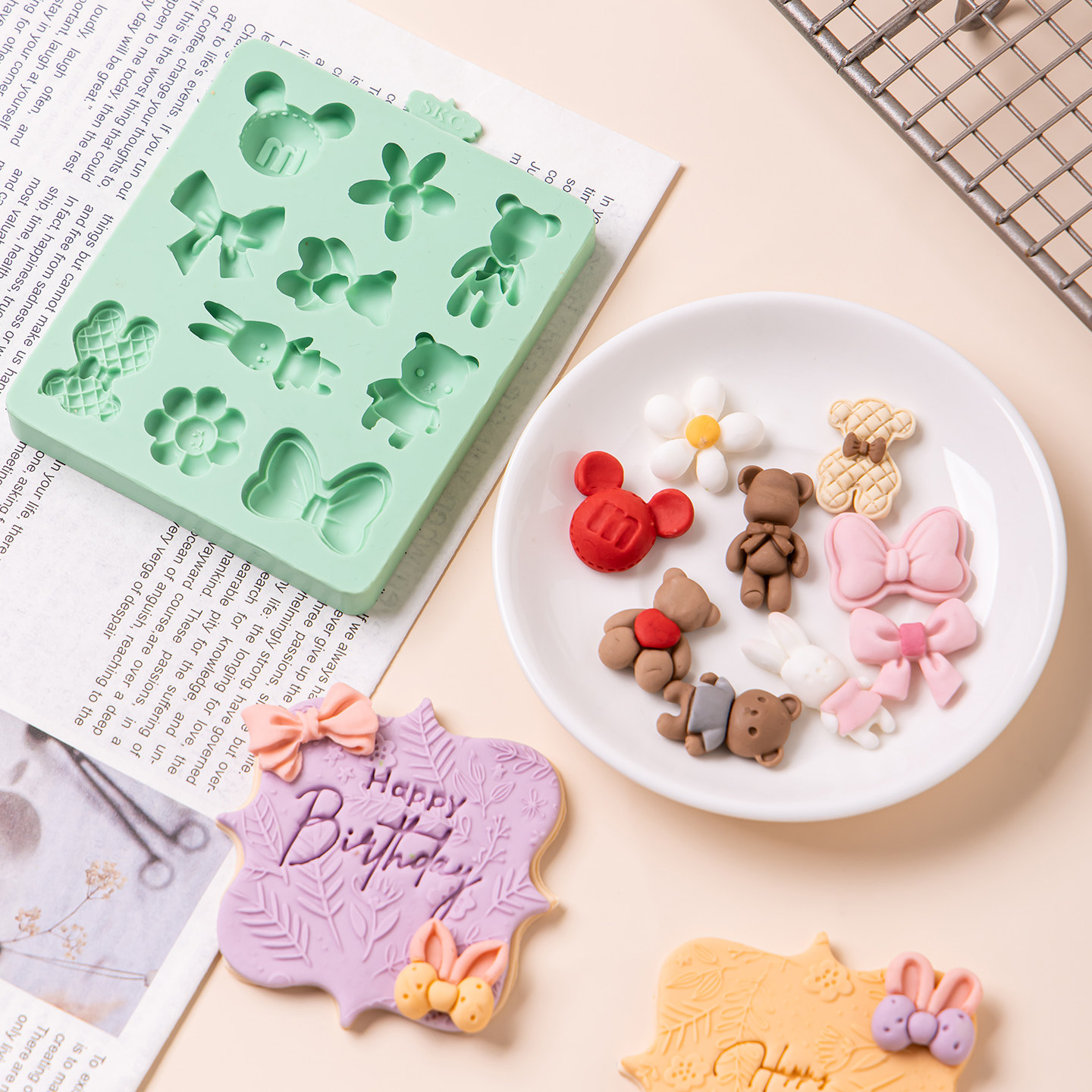 卡通巧克力模具生日蛋糕翻糖装饰迷你蝴蝶结小花diy烘焙硅胶磨具,厨房/烹饪用具,烘焙模具,淘宝优惠券,粉丝福利购,淘宝优惠卷