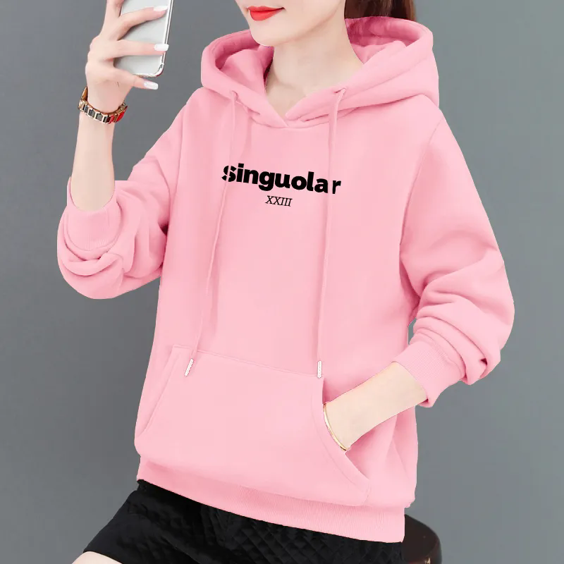 加绒连帽卫衣女2024新款秋冬款女