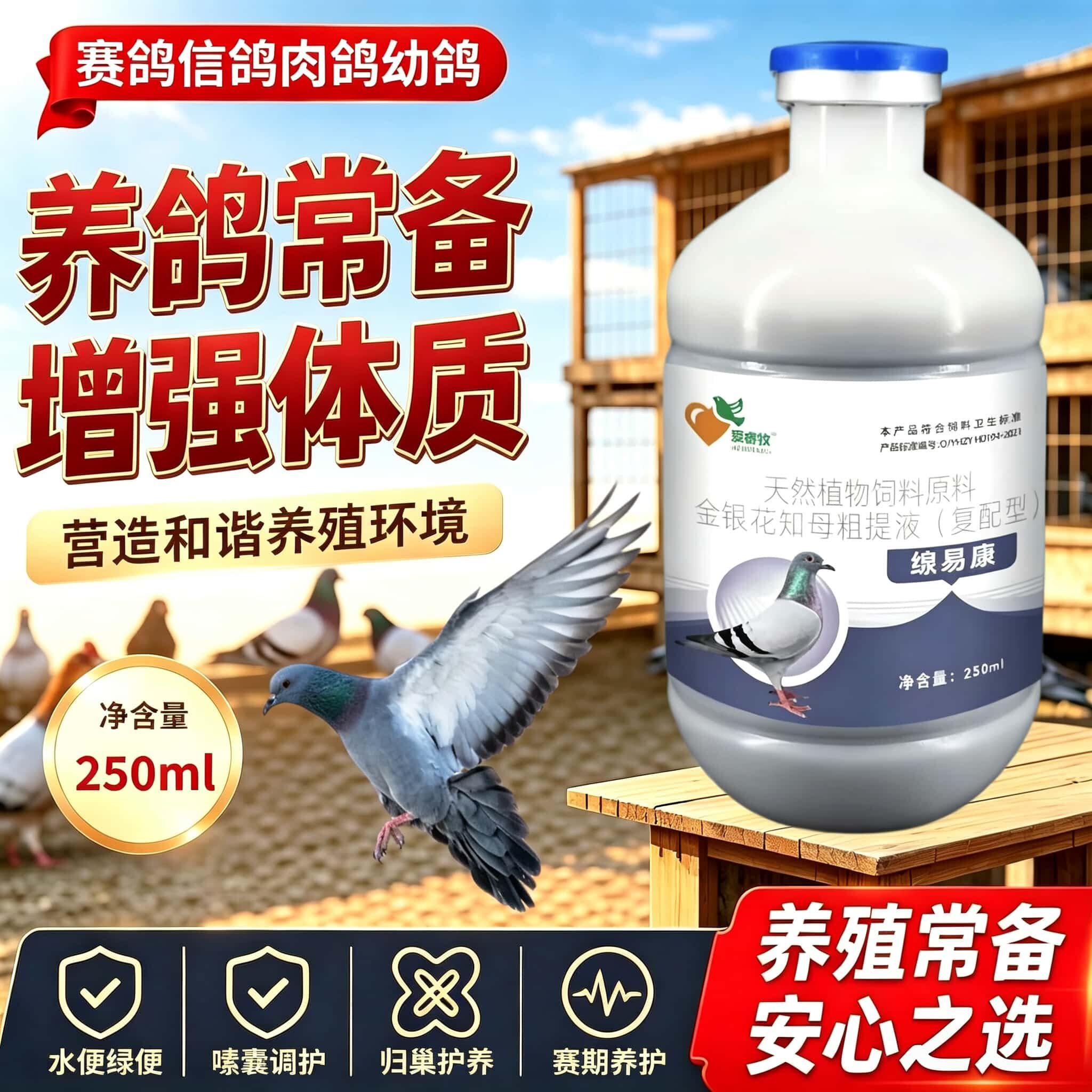 鸽子专用纯植物赛鸽信鸽调理水便绿便嗉囊养护归巢赛期养鸽常备