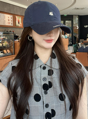 韩版刺绣LA帽子弯檐鸭舌帽女百搭棒球帽简约休闲修饰脸型显脸小潮