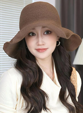 新款细勾针简约渔夫帽子女夏季出游时尚百搭气质纯手工遮阳防晒帽