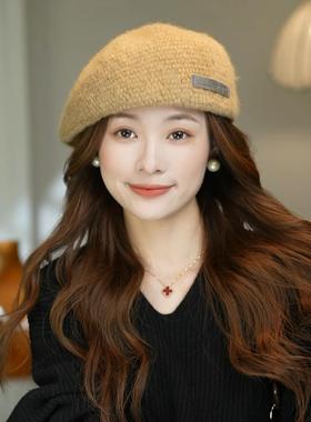 复古冰岛反戴文艺贝雷帽女秋冬百搭显脸小前进帽减龄画家帽鸭舌帽