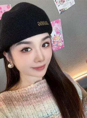 JARLOG秋冬定型贝雷帽一帽两戴前进帽女韩版加厚保暖时尚百搭气质