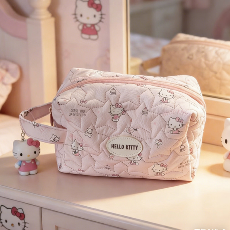 三丽鸥HelloKitty韩系手提化妆包大容量高颜值旅行便携收纳美乐蒂