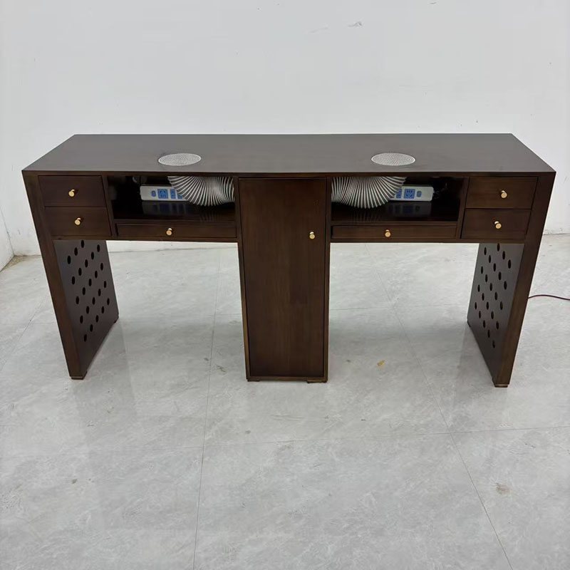 中古风美甲桌带佳佳同款吸尘器实木胡桃色美甲台工作台带抽屉柜子,商业/办公家具,美甲台,淘宝优惠券,粉丝福利购,淘宝优惠卷