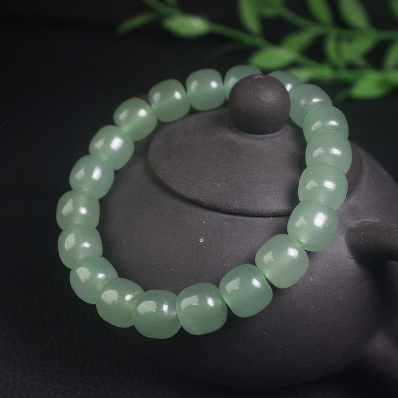 正品桂林鸡血玉东陵玉桶珠手链女款手串绿色天然玉石A货冰透时尚