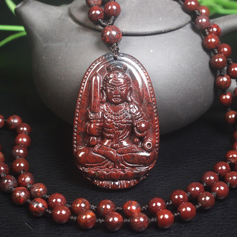 正品桂林鸡血玉吊坠本命佛项链不动明王菩萨属鸡守护神