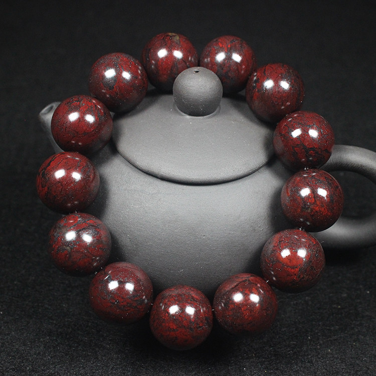 鸡血石手串鸡血玉手链天然玉石手串男士串珠佛珠带证书A货本命年