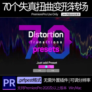 70个画面失真扭曲变形视频转场过渡动画 pr模板 pr素材模板