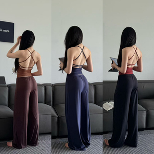 欧美细带交叉瑜伽背心带胸垫美背健身服运动文胸练背吊带上衣性感