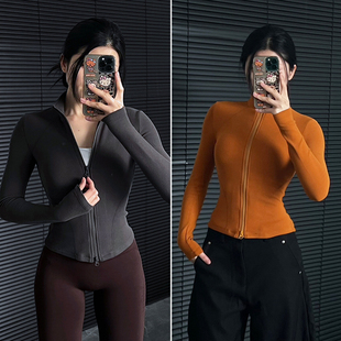 显瘦又保暖 运动上衣拉链加厚健身服 薄绒立领瑜伽外套秋冬修身