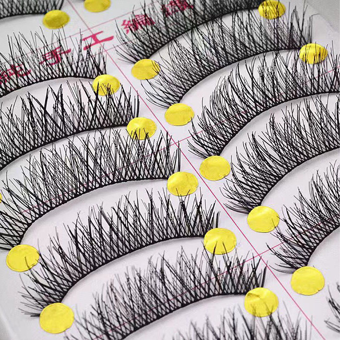 满包邮 批发台湾纯手工假睫毛上眼睫毛交叉浓密M14棉线梗10对装