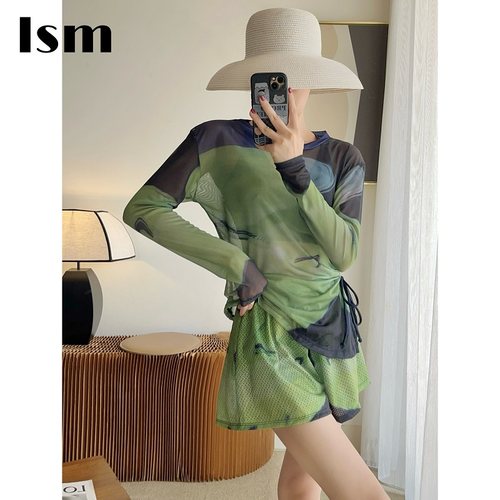 高级感运动风小胸微胖女孩泳衣