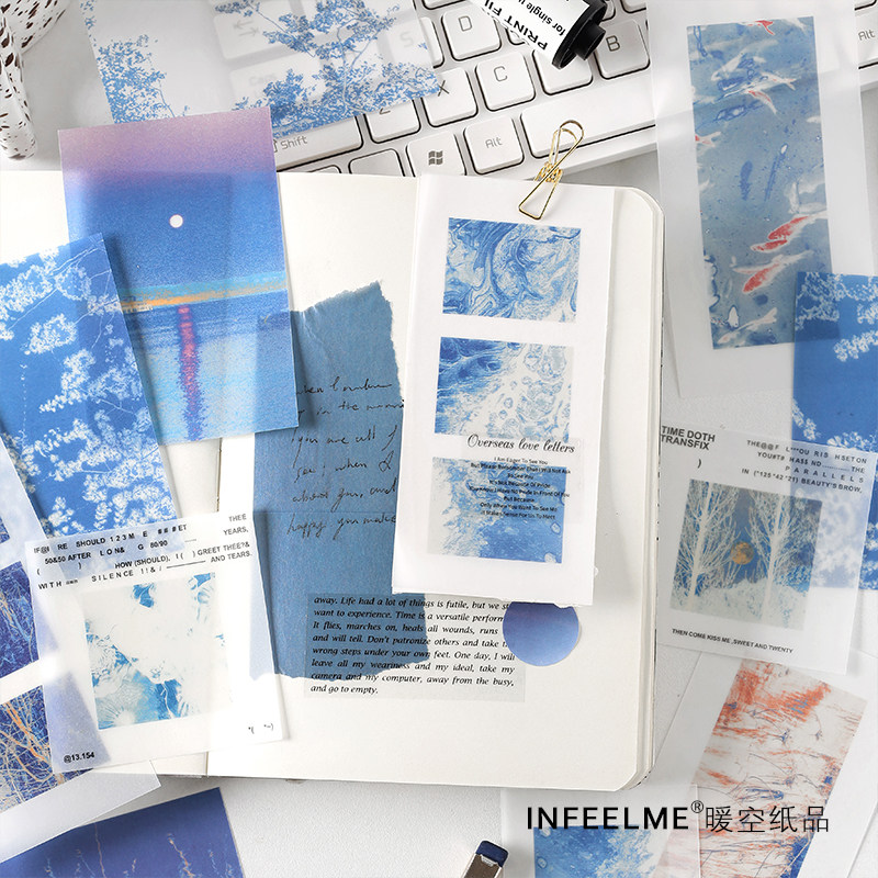 infeelme暖空 浮光掠影系列diy手帐装饰硫酸纸半透明效果素材包