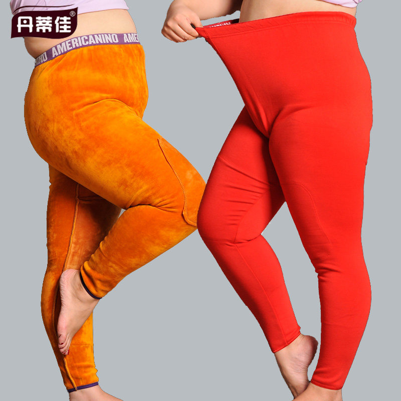 秋冬女士加肥加大码加绒加厚带护膝高腰保暖裤胖MM妈妈中老年人裤
