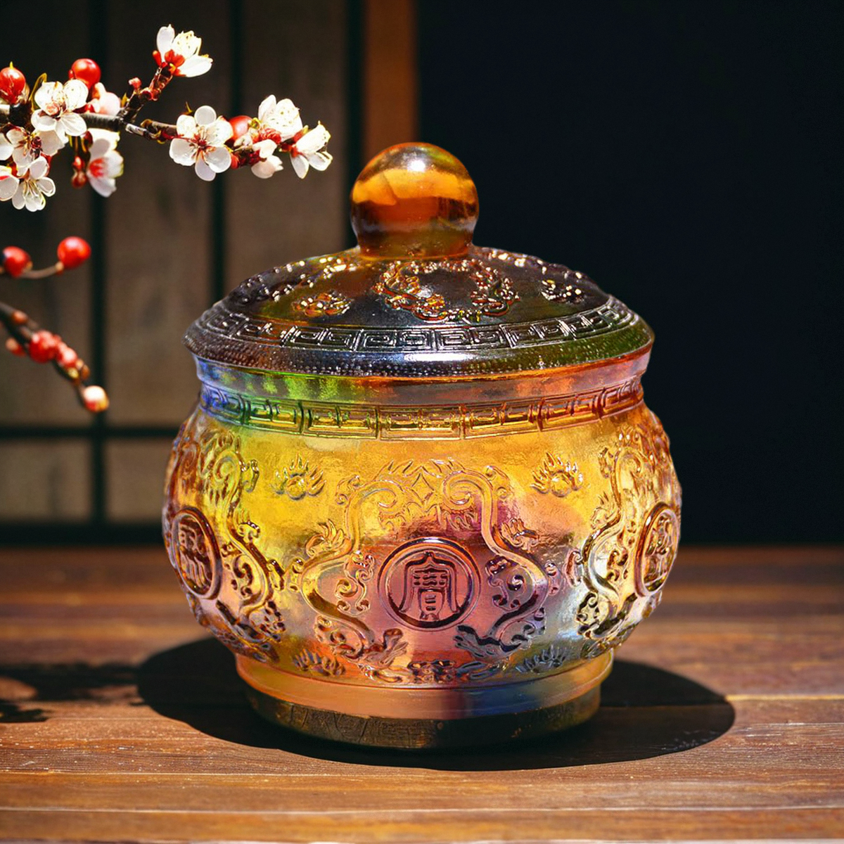 琉璃聚宝盆摆件有盖客厅柜收纳糖果盒办公室茶叶罐高档水晶工艺品,家居饰品,装饰摆件,淘宝优惠券,粉丝福利购,淘宝优惠卷