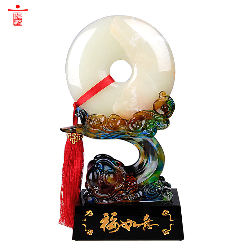 琉璃平安扣摆件家居饰品如意玉扣新房生日工艺礼品商务定制礼物