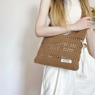 六织织Luckiki大号free斜挎包材料包 空心棉线2mm非成品